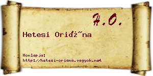 Hetesi Oriána névjegykártya